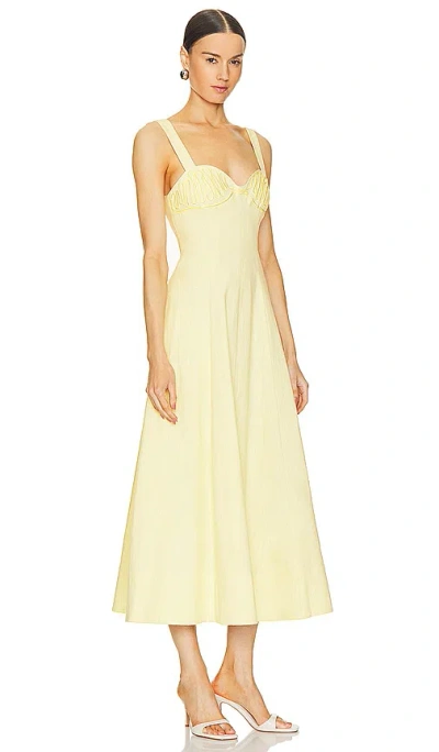 Clea Carla Embroidered Longline Dress In 柠檬酒黄