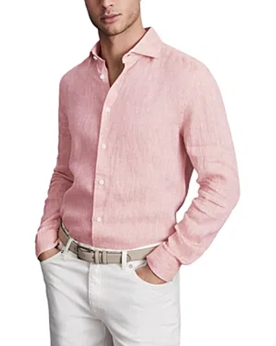 Shop Reiss Ruban Long Sleeve Linen Shirt In Flamingo