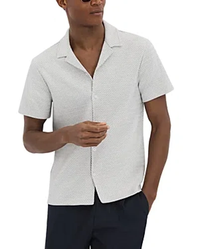 Shop Reiss Brewer Textured Short Sleeve Button Front Camp Shirt In Light Grey