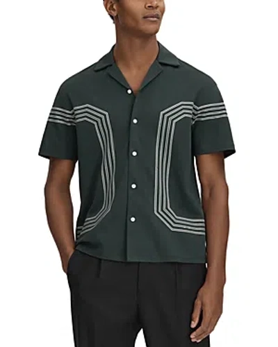 Shop Reiss Arlington Mercerized Cotton Regular Fit Button Down Camp Shirt In Emerald