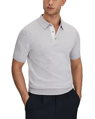 Shop Reiss Finch Short Sleeve Polo Shirt In Soft Grey