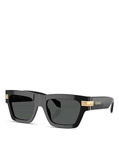 Shop Versace Rectangular Sunglasses, 55mm In Black/gray Solid