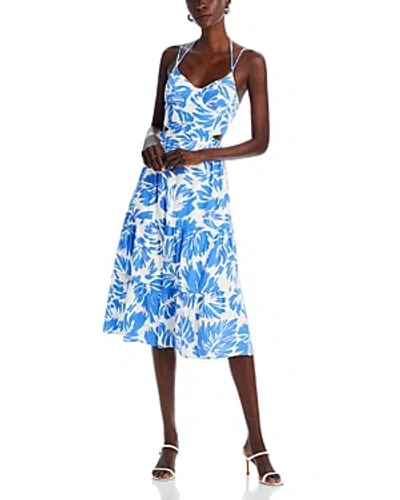 Shop Aqua Printed Sleeveless Midi Dress - 100% Exclusive In Blue/white