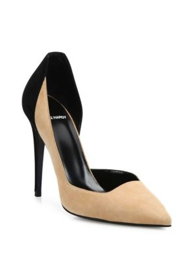 Pierre Hardy Two Tone Suede Pumps In Black-nude