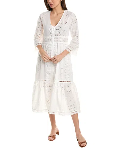 Shop Serenette 3/4-sleeve Midi Dress In White
