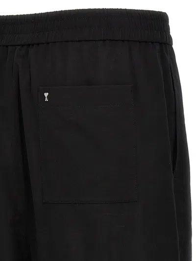 Shop Ami Alexandre Mattiussi Ami Paris Bermuda Shorts Logo Plaque In Black