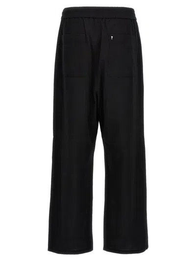 Shop Ami Alexandre Mattiussi Ami Paris Logo Plaque Trousers In Black