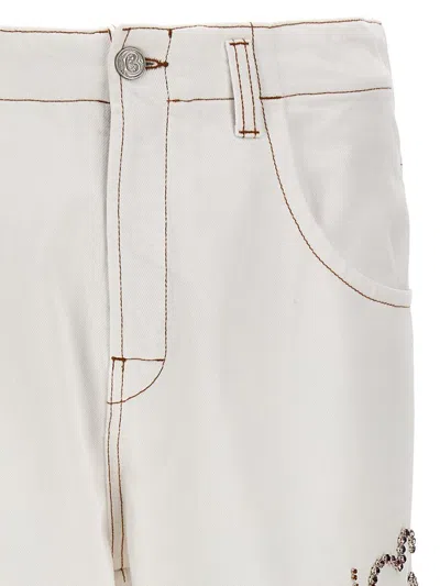 Shop Bluemarble 'embroidered Hibiscus' Jeans In White