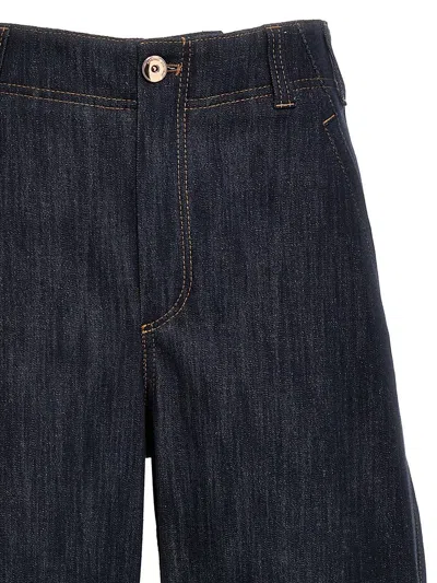 Shop Brunello Cucinelli 'curved' Jeans In Blue