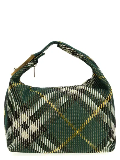 Shop Burberry 'peg' Midi Handbag In Green