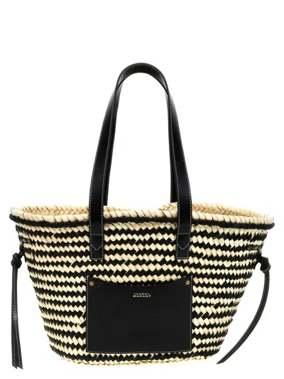 Shop Isabel Marant 'cadix Medium' Shopping Bag In White/black