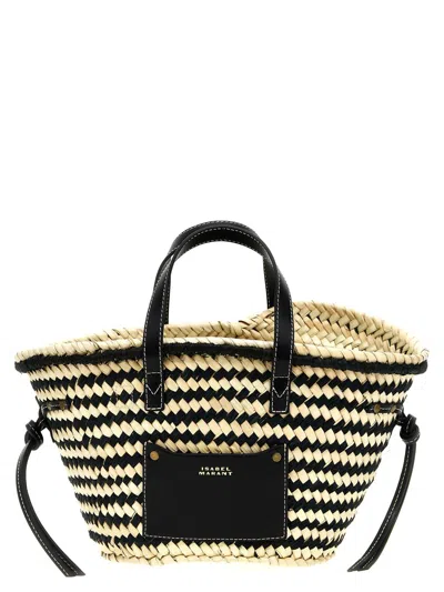 Shop Isabel Marant 'cadix Mini' Shopping Bag In White/black