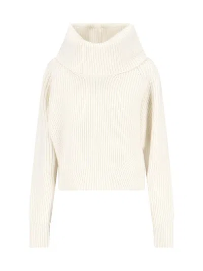 Sa Su Phi High-neck Ribbed Knit Sweater In White