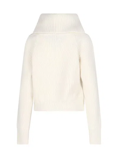 Sa Su Phi High-neck Ribbed Knit Sweater In White