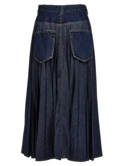 Shop Sacai Denim Skirt In Blue