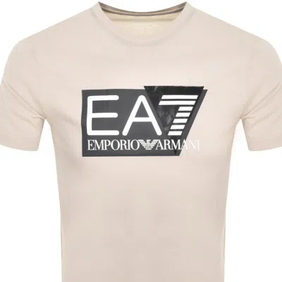 Shop Ea7 Emporio Armani Logo T Shirt Beige