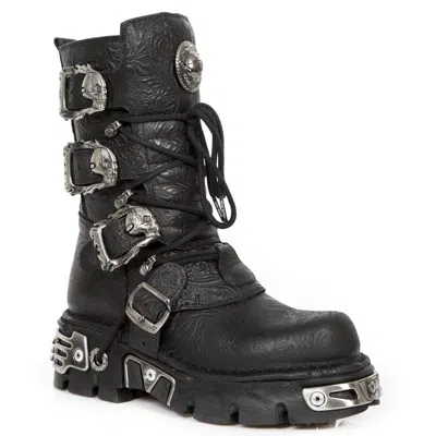 Pre-owned New Rock Rock M.391 S4 Black - Boots, Metallic, Unisex