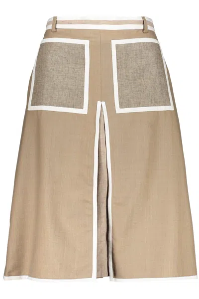 Shop Burberry Midi Skirt In Beige