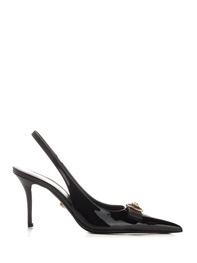 Shop Versace High Heel Slingback In Black