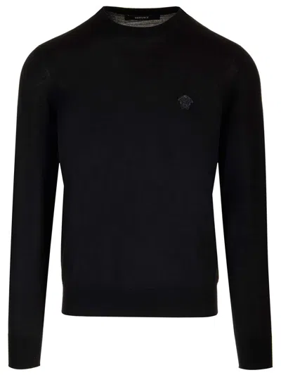 Shop Versace Cashmere And Silk Sweater In Black
