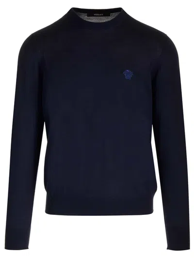 Shop Versace Medusa Sweater In Blue