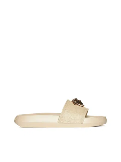 Shop Versace Flat Shoes In Sand  Gold