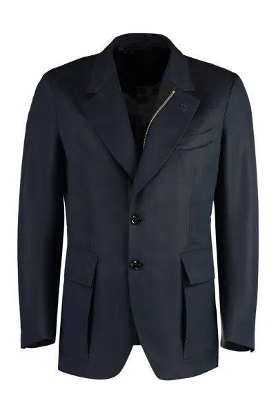 Shop Tom Ford Cotton Blend Single-breast Jacket In Blue