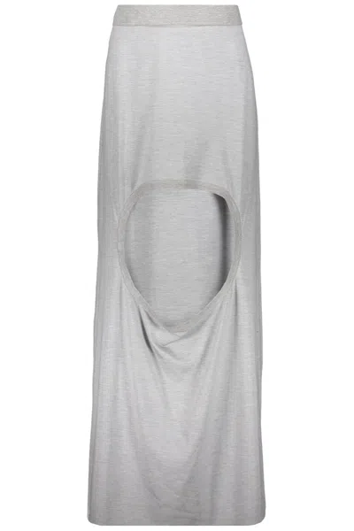 Shop Burberry Long Skirt In Grey