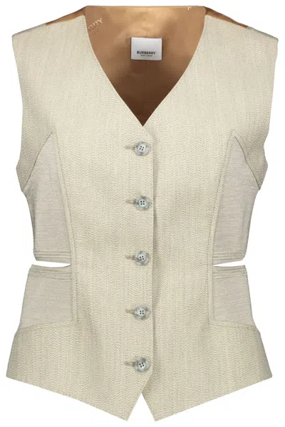Shop Burberry Single-breasted Vest In Turtledove