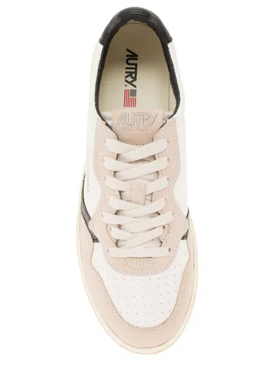 Shop Autry 'medalist Canvas' Multicolor Low Top Sneakers With Suede Insert In Canvas Man In White