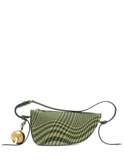 Shop Burberry Green Shield Houndstooth Shoulder Bag