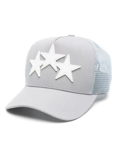 Shop Amiri Grey Three Star Cotton Trucker Hat