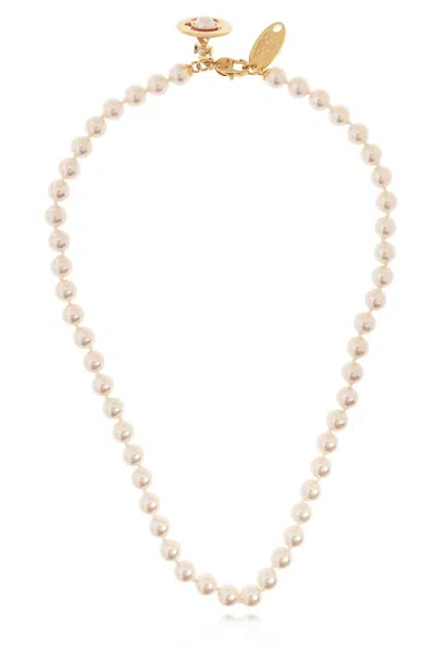 Shop Vivienne Westwood Simonetta Pearl Necklace In Gold