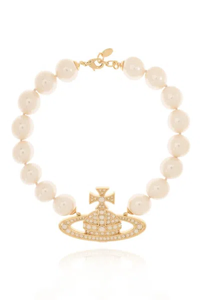 Shop Vivienne Westwood Neysa Pearl Necklace In Gold