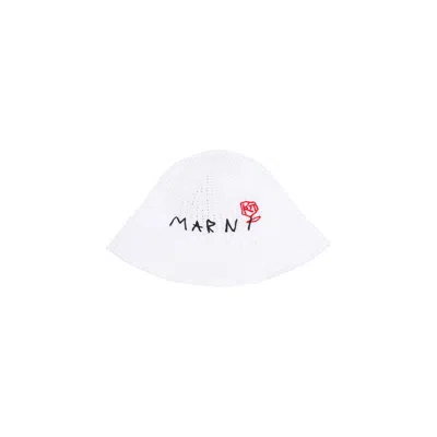 Shop Marni Crochet Bucket Hat In White