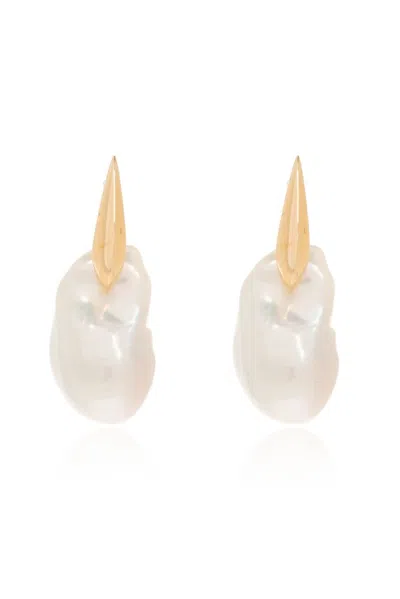 Shop Bottega Veneta Large Embellished Earrings In White