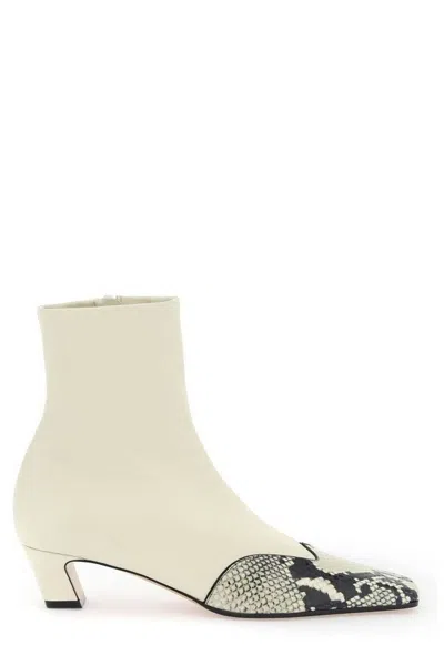 Shop Khaite Square Toe Ankle Boots In White