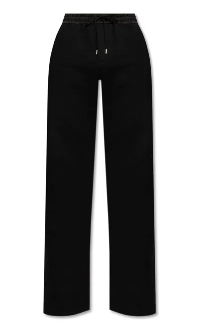 Shop Saint Laurent Drawstring Wide Leg Pants In Black