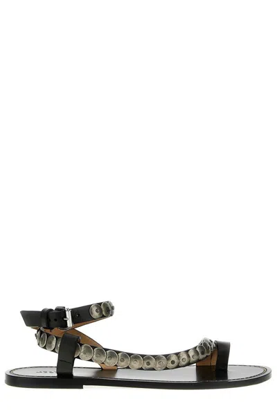 Shop Isabel Marant Melte Stud Embellished Ankle Strap Sandals In Black