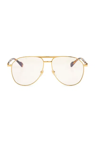 Shop Gucci Eyewear Double Bridge Pilot Frame Sunglasses In Multi