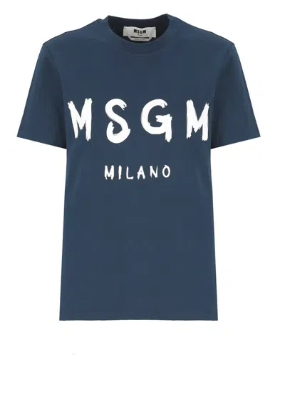 Shop Msgm Logo In Navy