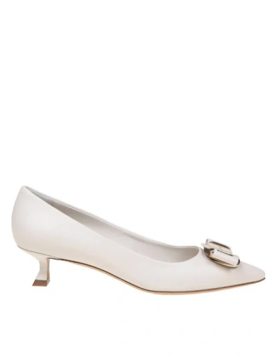 Shop Ferragamo Zelma Pump In Leather With Bow In White