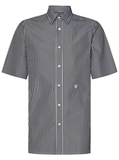 Shop Maison Margiela Short-sleeved Striped Shirt In Grey