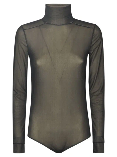 Shop Maison Margiela Black Jersey Bodysuit In Grey