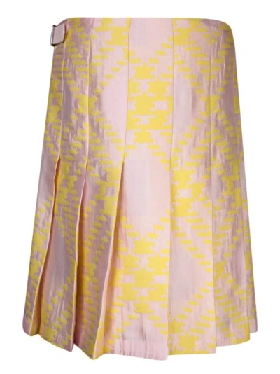 Shop Burberry Check Silk Skirt In Pink