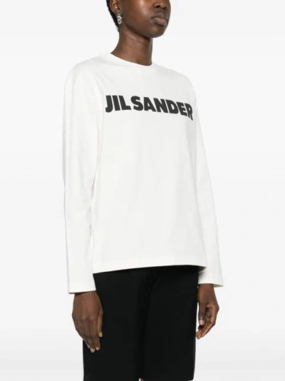 Shop Jil Sander Ivory White Cotton Jersey T-shirts