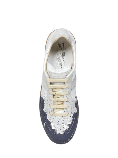 Shop Maison Margiela Leather And Suede Low-top Sneakers In White