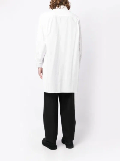 Shop Yohji Yamamoto I-long Tab Button-down Pocket Shirt In White