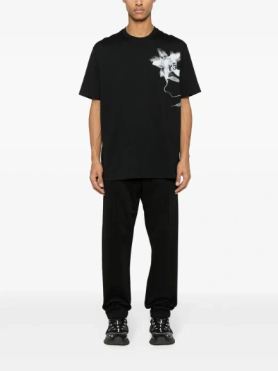 Shop Y-3 Graphic-print Cotton T-shirt In Black