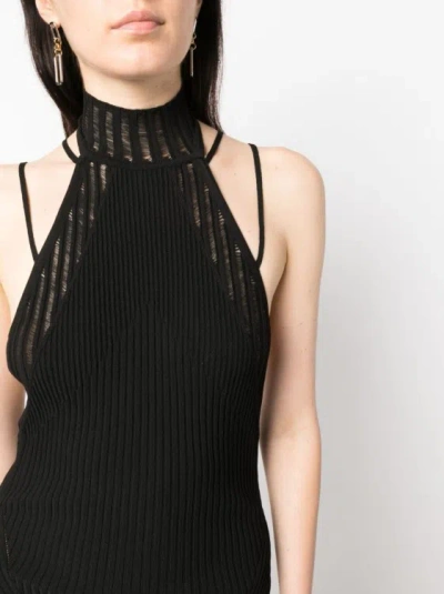 Shop Andreädamo Ribbed-knit Midi Dress In Black